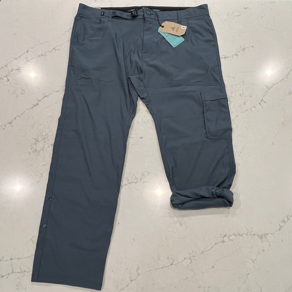 Prana NEW Stretch Zion Slim Pant II Mens 42 x32 Grey Blue Hiking Convertible